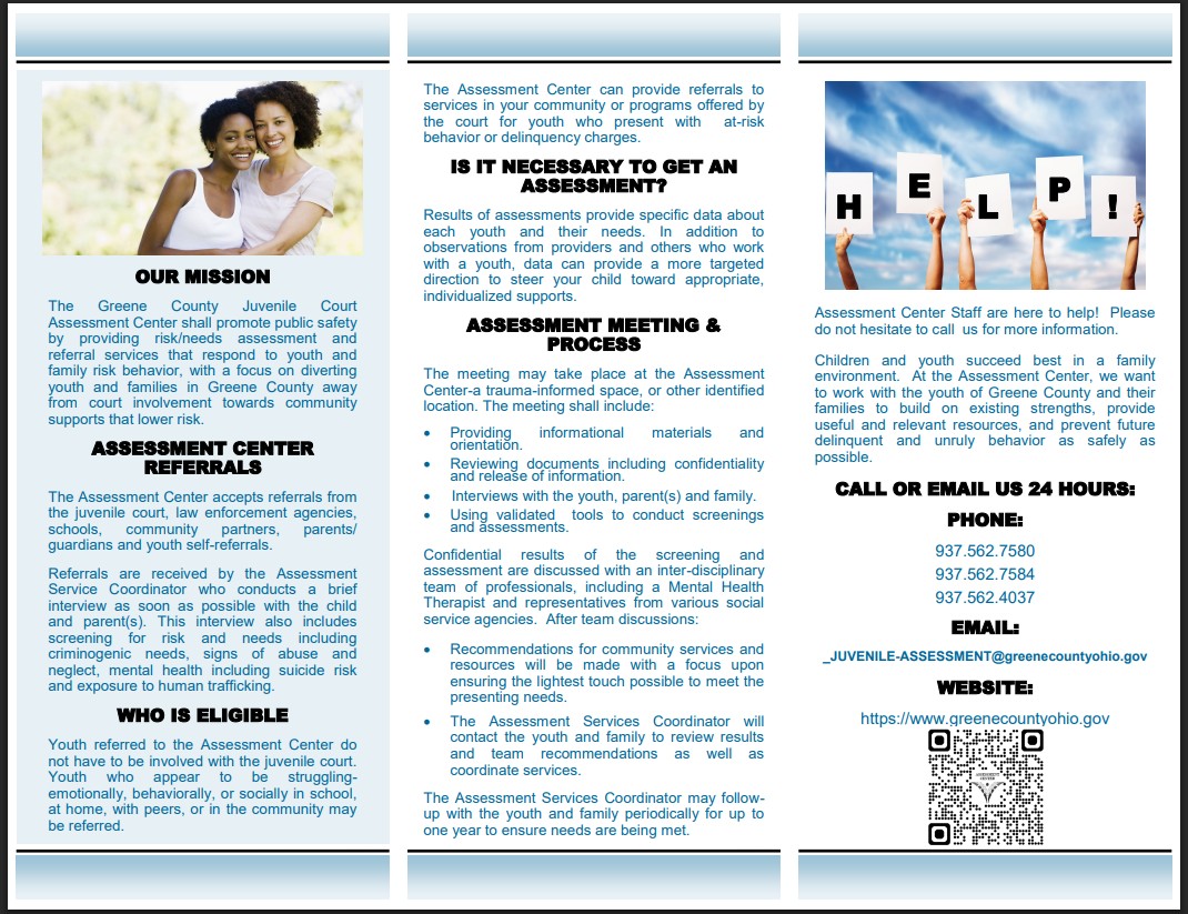 Greene County Juvenile Court Prevention and Intervention services page one of pamphlet